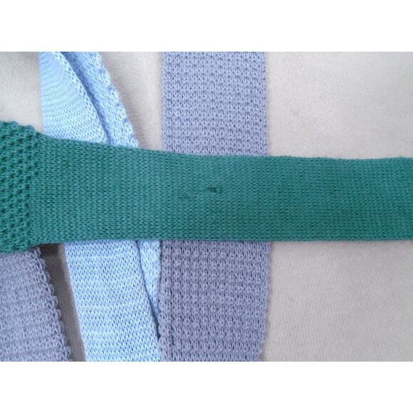 VTG Lot of 5 Wool & Cotton Sock Knitted Ties Preppy Square End Trunk Neck Tie - Picture 11 of 12